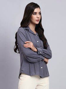 Women Modern Vertical Seam Detailing Full Sleeve Shirt