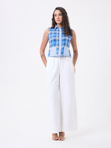 Women Blue Checked Shirt