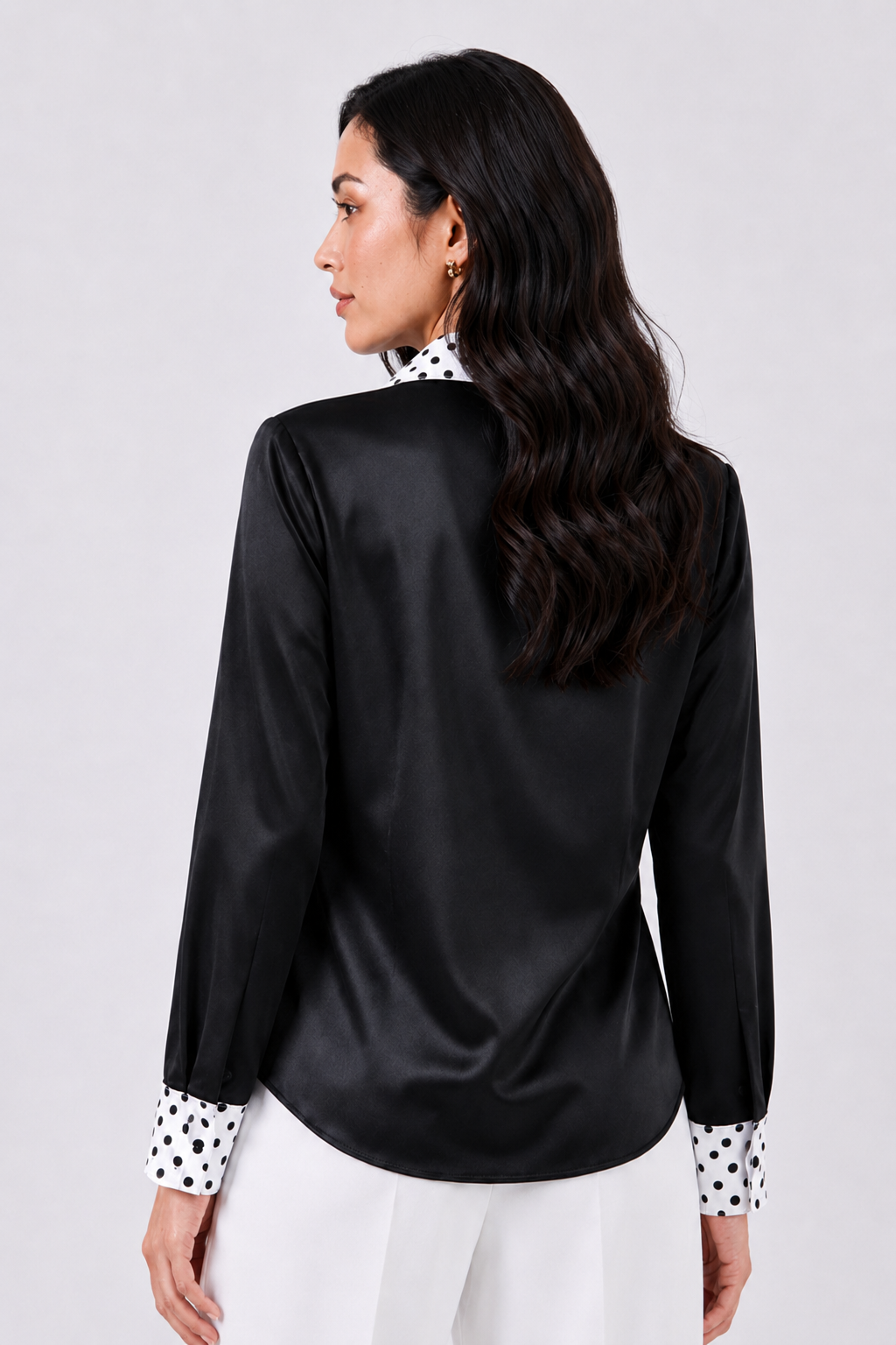Women Black Satin Regular Fit Shirt