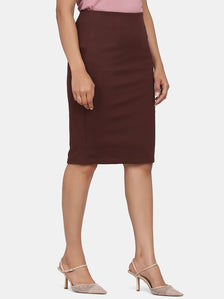 Stretch Pencil Skirt - Chocolate Brown