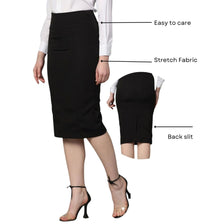 Stretch Pencil Skirt- Black