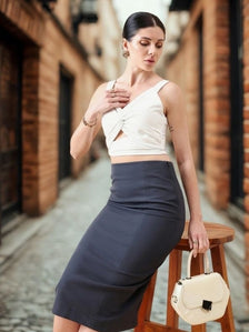 Women Stretch Midi Pencil Skirt