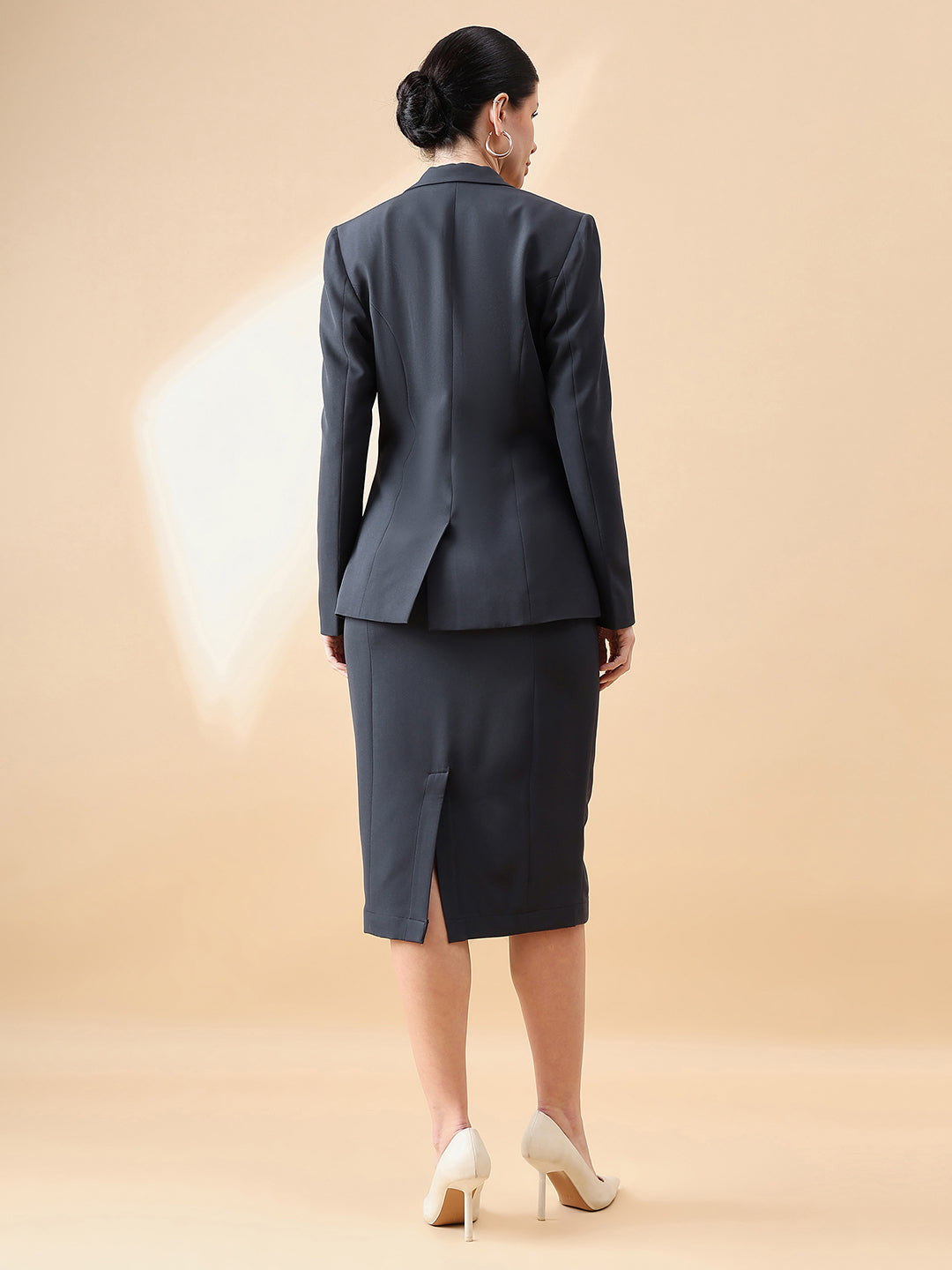 Business Formal Stretch Skirt Suit - Dark Grey