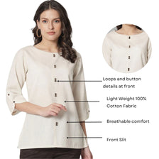 Women Solid Boat Neck Cotton Top