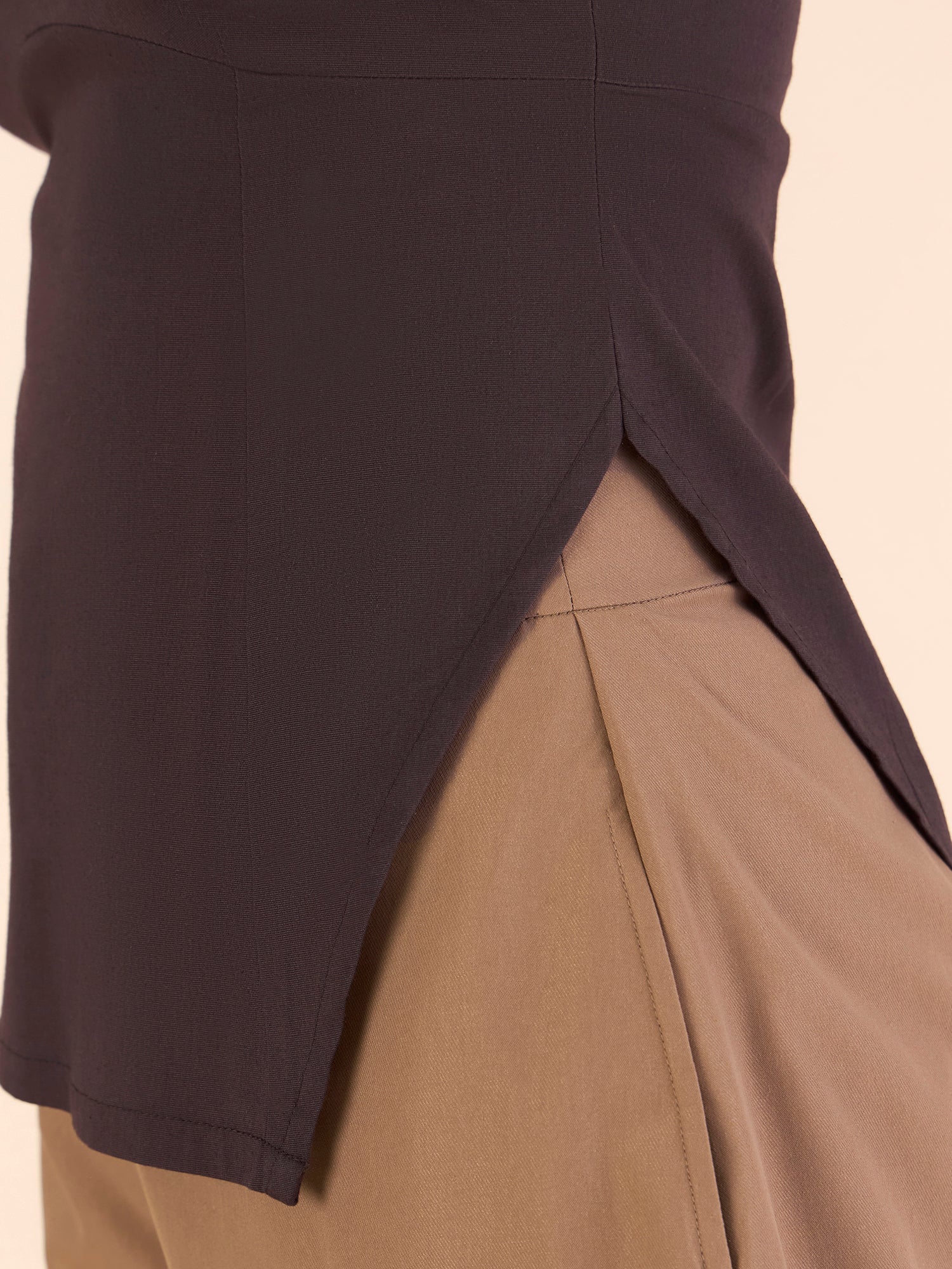 Dark Brown Slim Fit Darted  Asymmetric stretchableTop