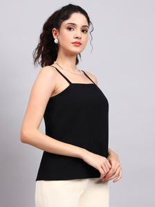 Black Square Neck Sleeveless Camisole with Comfort Fit