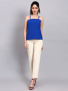 Elegant Cobalt Blue Sleeveless Camisole with Square Neckline