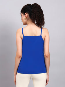 Elegant Cobalt Blue Sleeveless Camisole with Square Neckline