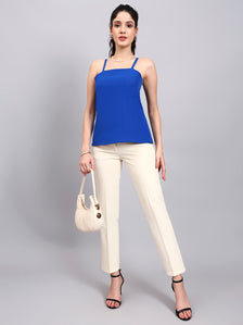 Elegant Cobalt Blue Sleeveless Camisole with Square Neckline