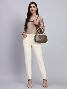 Women Modern Contrast Collar Detailing Full Sleeve Top