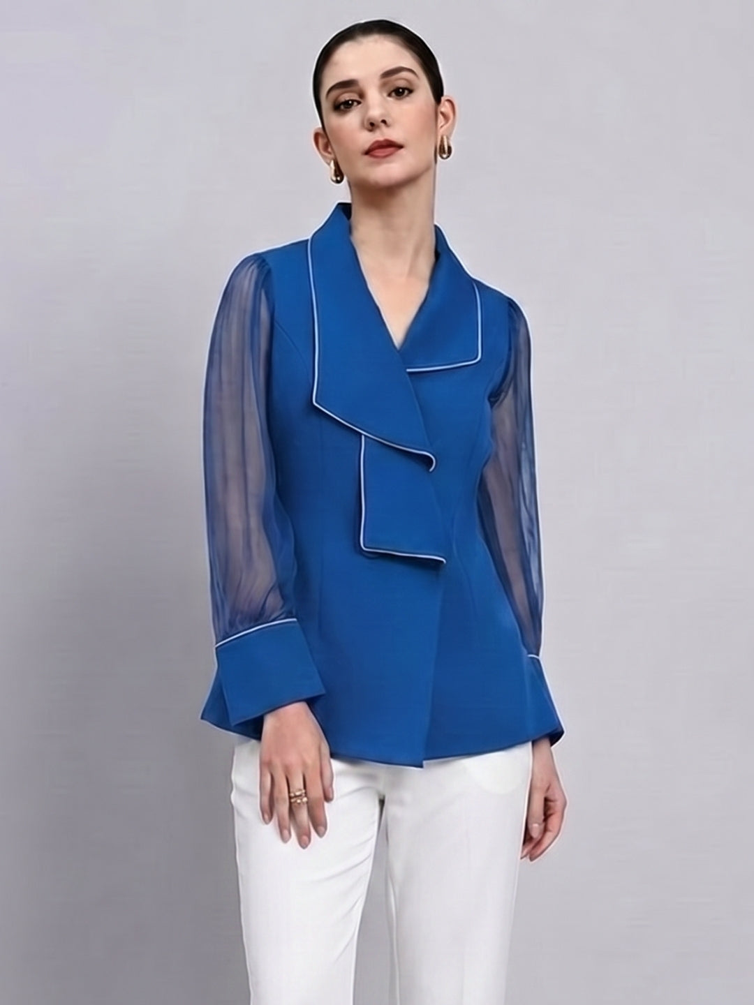 Women Ink Blue Structured Top