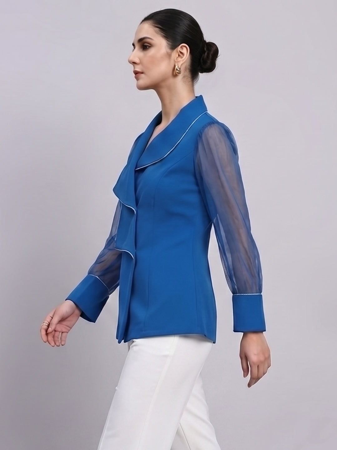 Women Ink Blue Structured Top