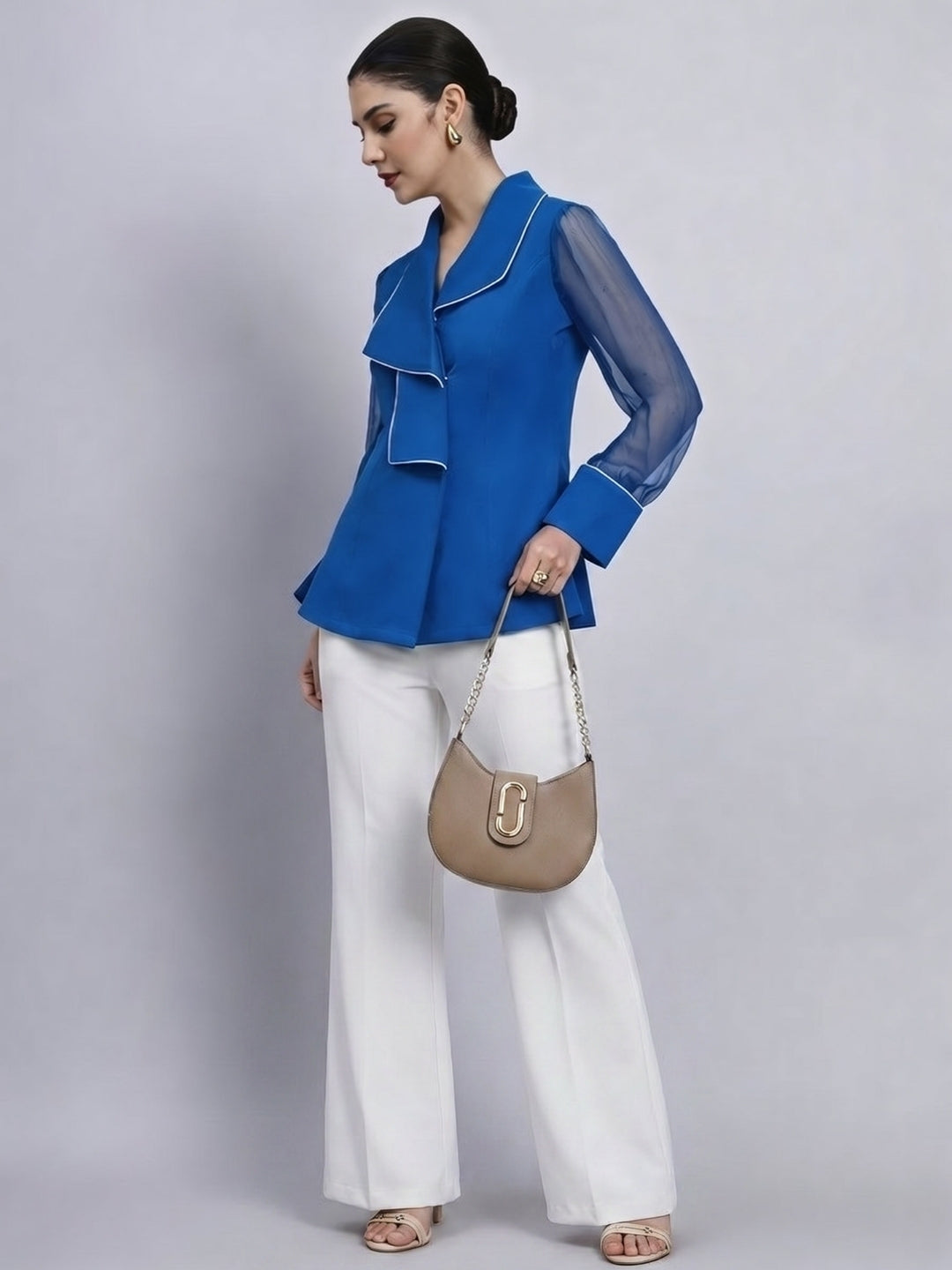 Women Ink Blue Structured Top