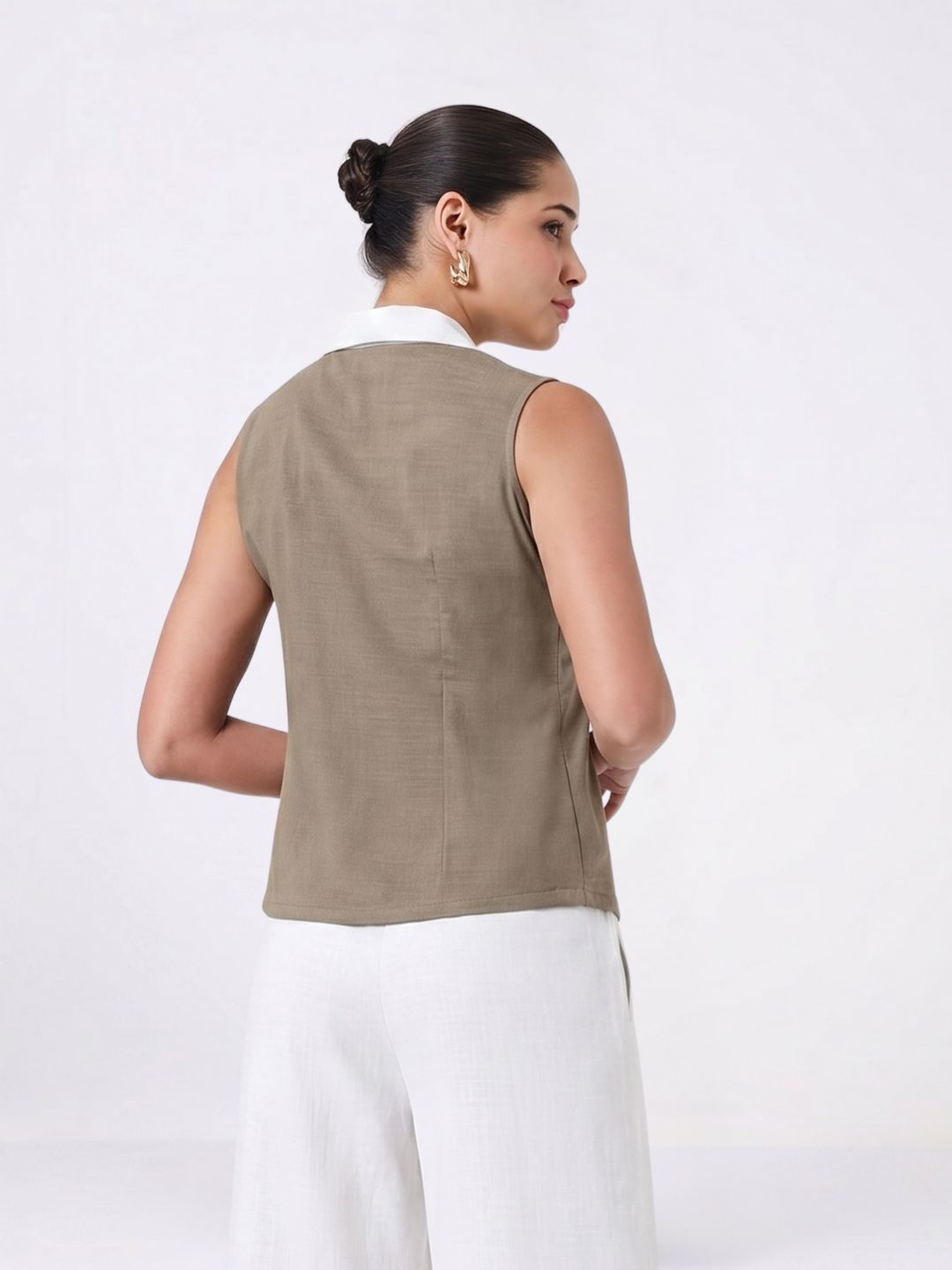 Women Olive Green Waistcoat Top
