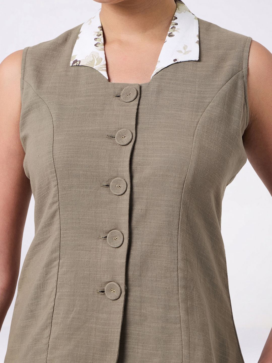 Women Olive Green Waistcoat Top