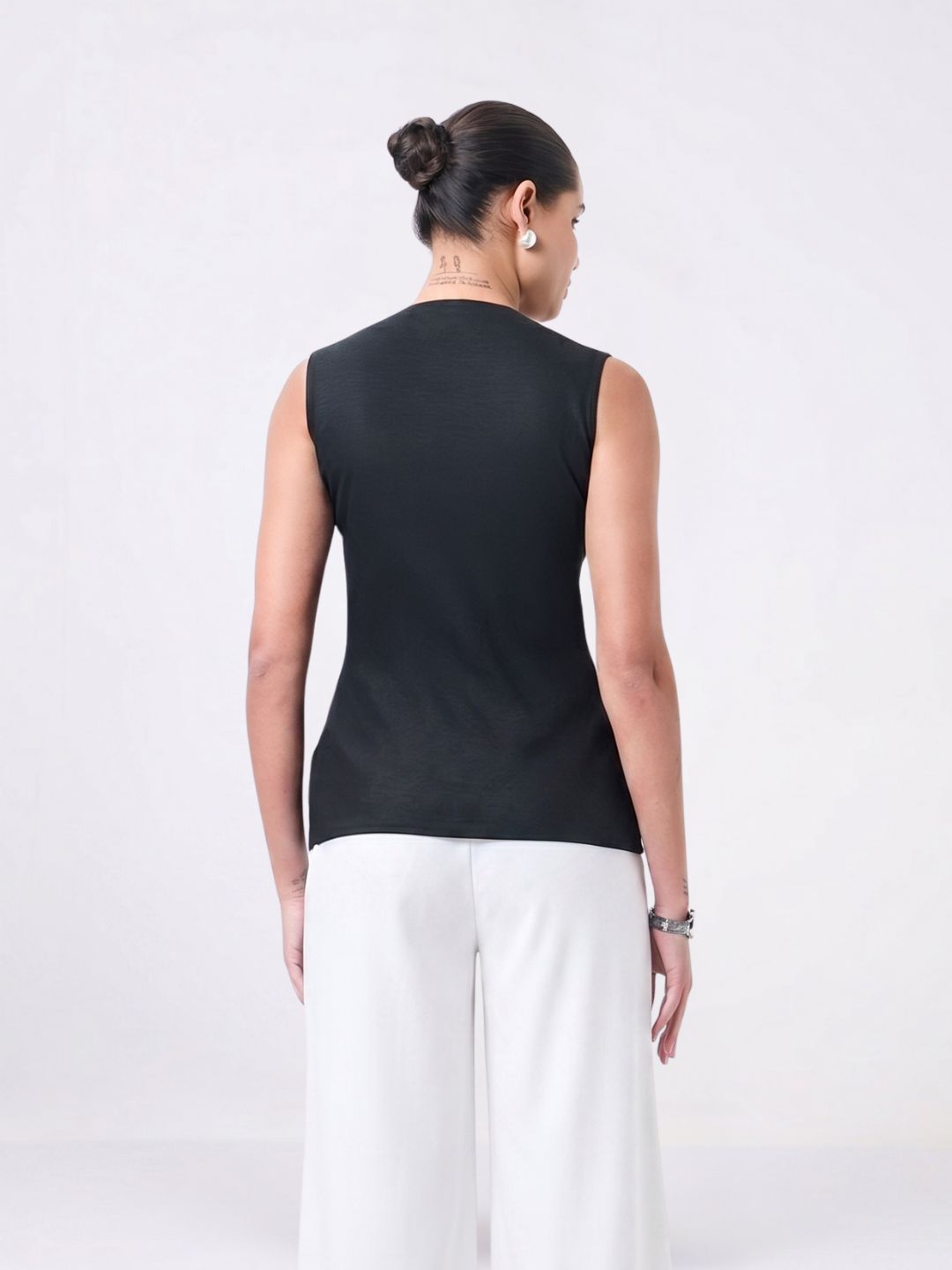 Women Black Asymmetric Waistcoat Top