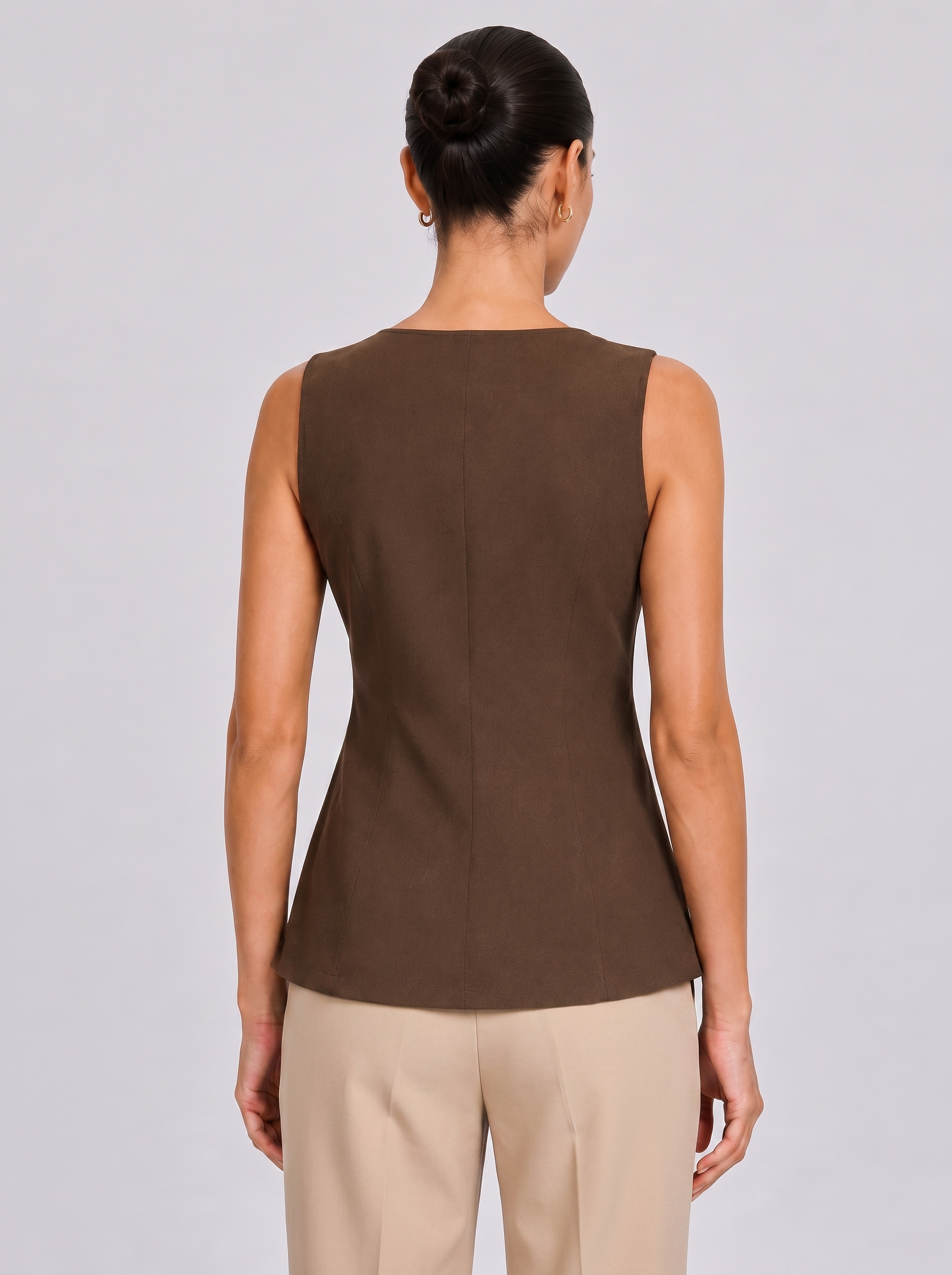 Women Brown Boat Neck Top