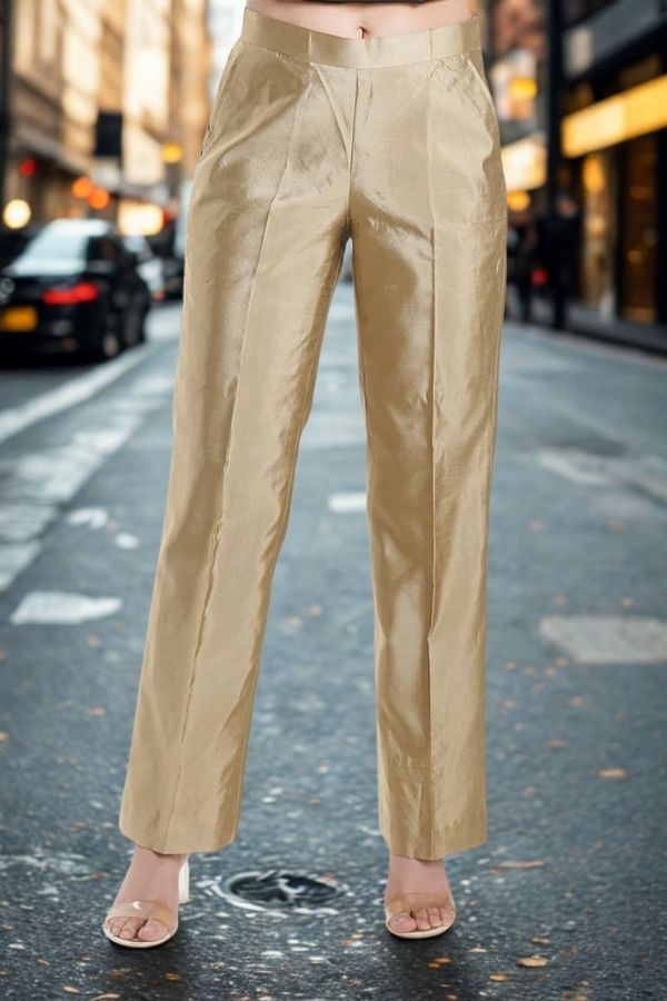 Women Silk Comfort fit Mid Waist Trousers