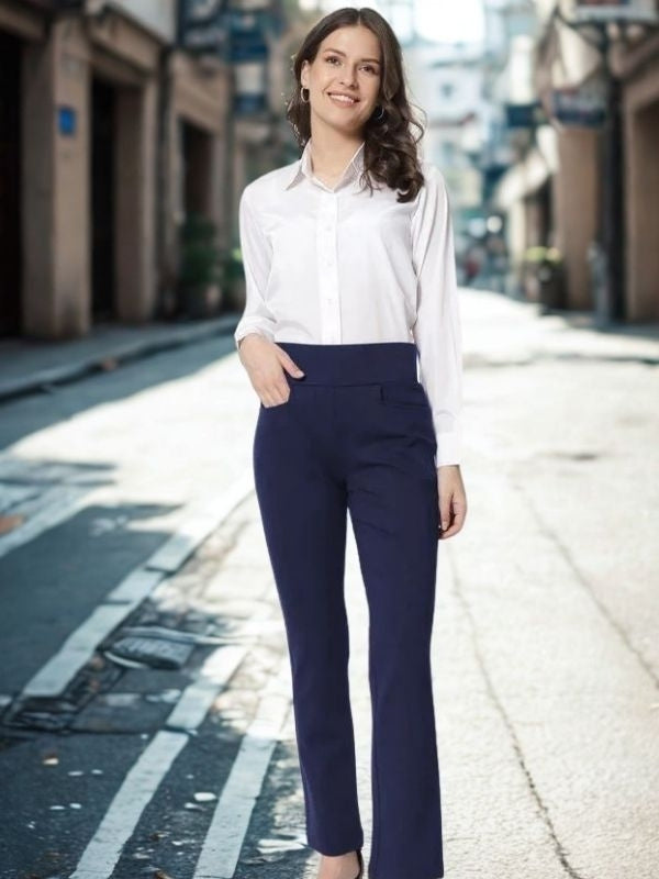 Women Tailored Skinny Fit High-Rise Easy Wash Trousers - Main Image
