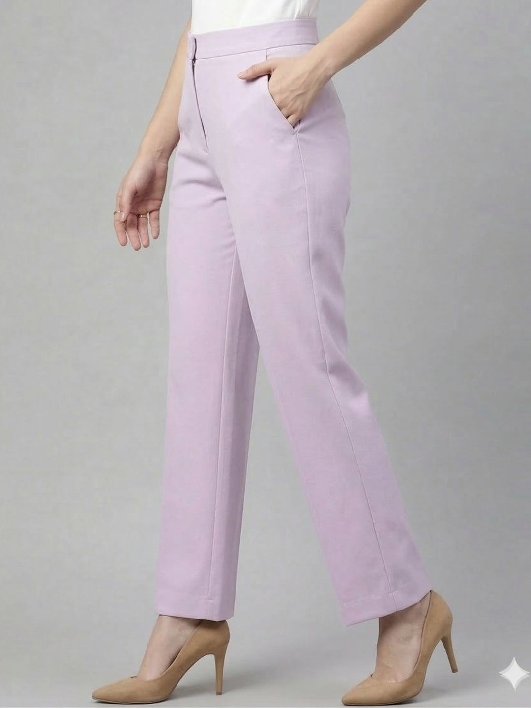 Women Lavender Stretch Trouser