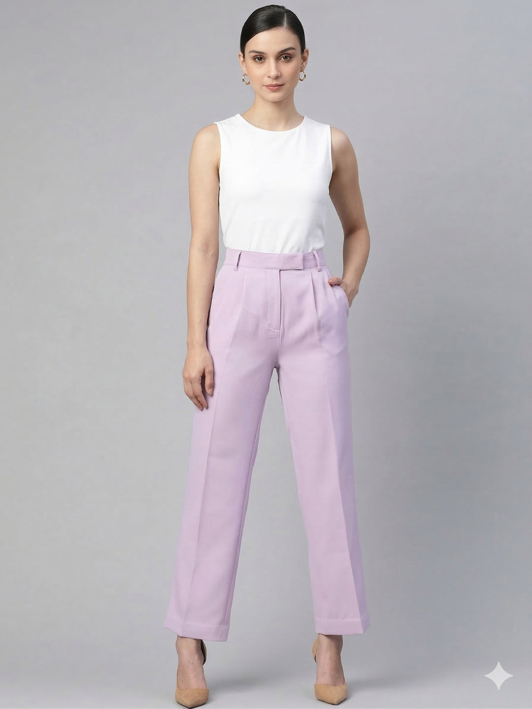 Women Lavender Stretch Trouser