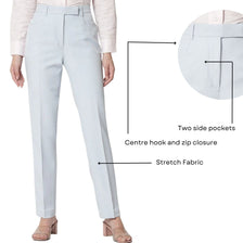 Women Mid-Rise Tailored Fit Easy Wash Formal Trousers