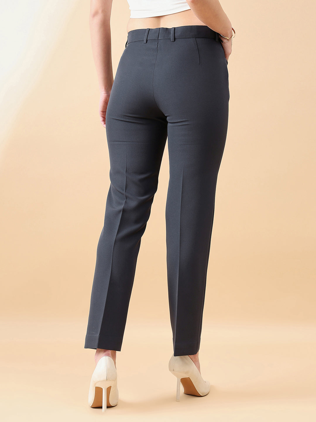 Comfort Fit Stretch Pants- Dark Grey