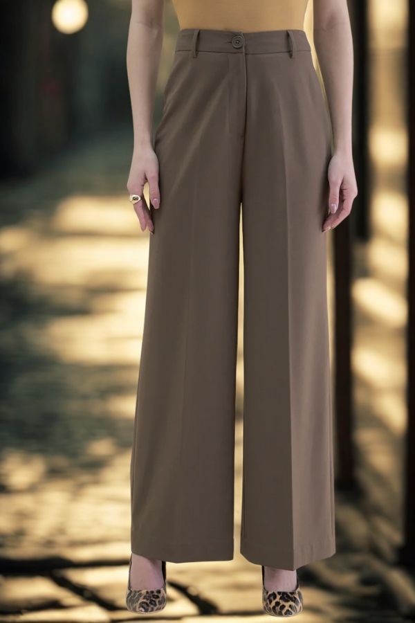 Women High Waist Tailored Fit Straight Leg Trouser In Stretch
