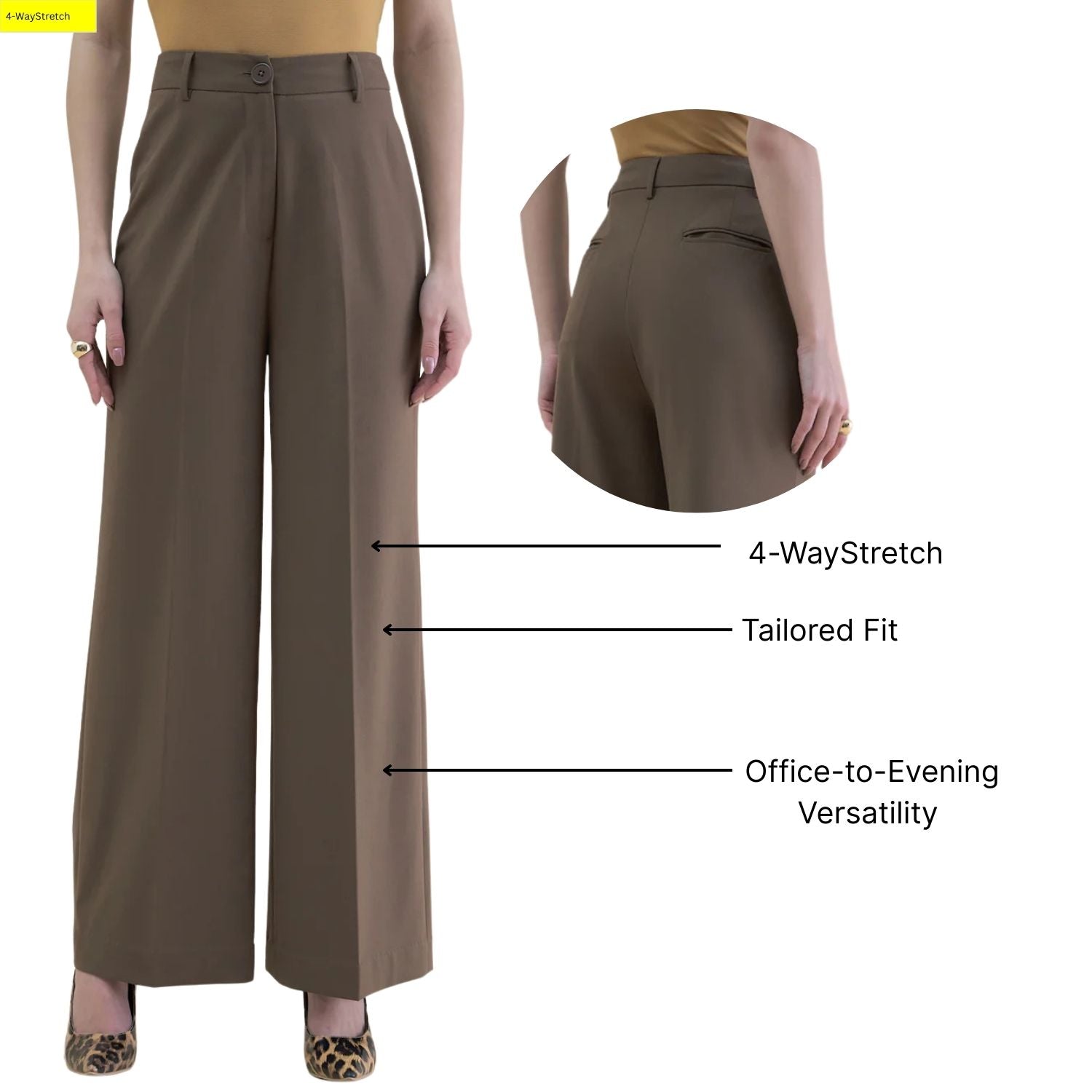 Women High Waist Tailored Fit Straight Leg Trouser In Stretch