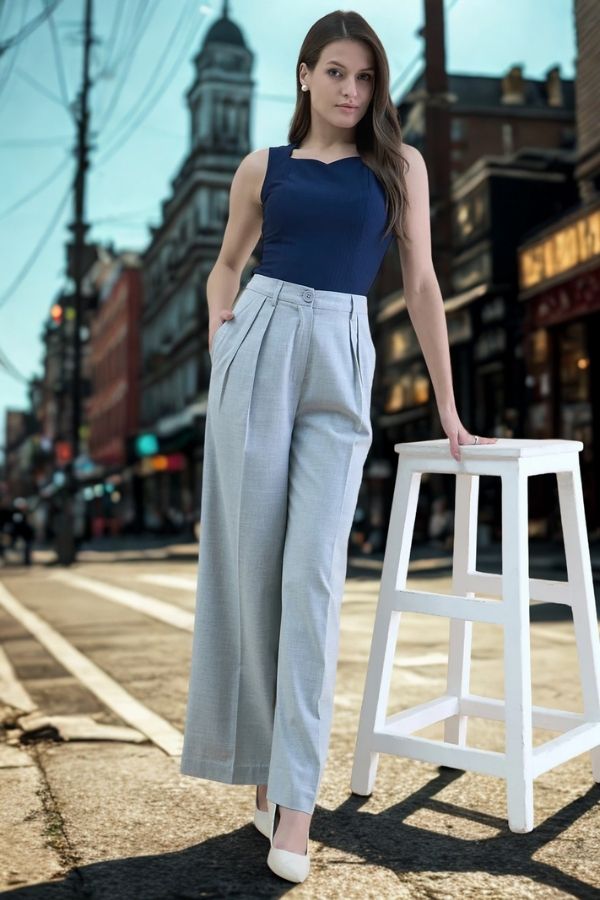 Women Textured Comfort Loose Fit High-Rise Easy Wash Pleated Trousers