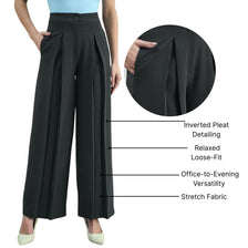 Women Comfort Loose Fit High-Rise Easy Wash Pleated Trousers