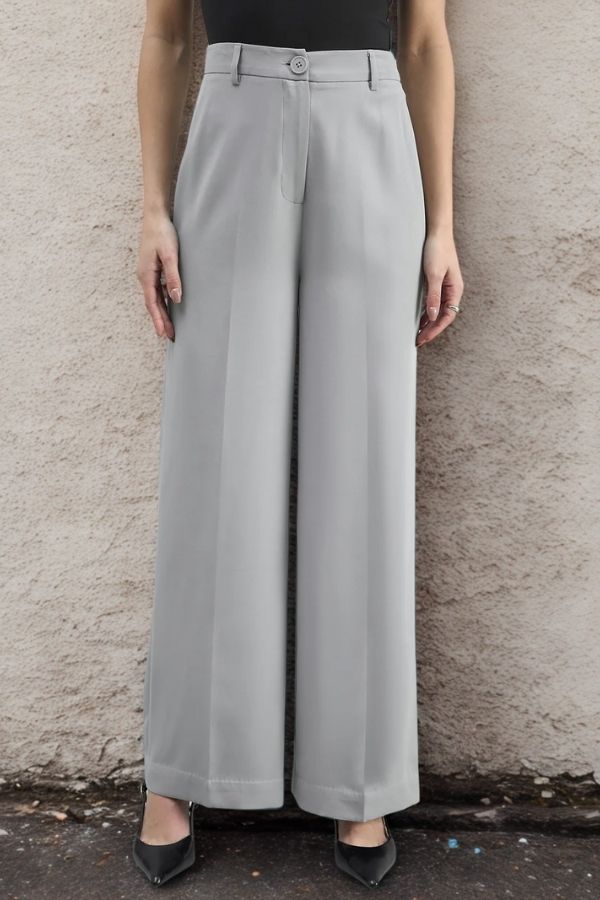 Women Comfort Straight Fit High-Rise Easy Wash Trousers