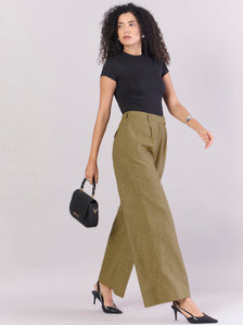 Earthy Yellow High-Waisted Wide-Leg Trousers