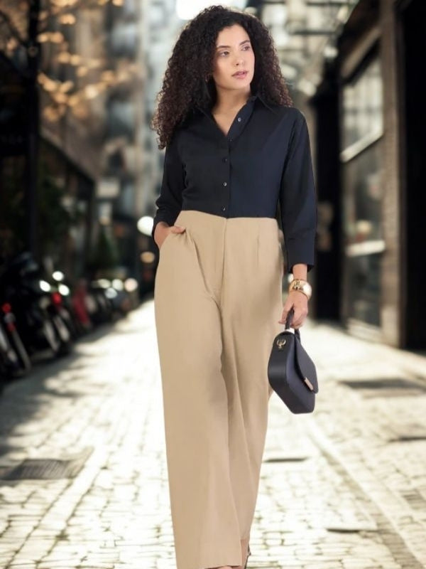 Women Comfort Straight Fit High-Rise Pleated Trousers