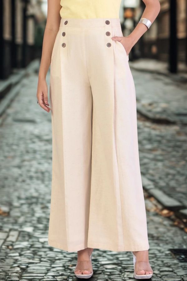 Women Textured Comfort Loose Fit High-Rise Easy Wash Pleated Wide Leg Trousers