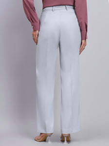 Refined Silver Dust Grey Stretchable Trousers with Button Closure