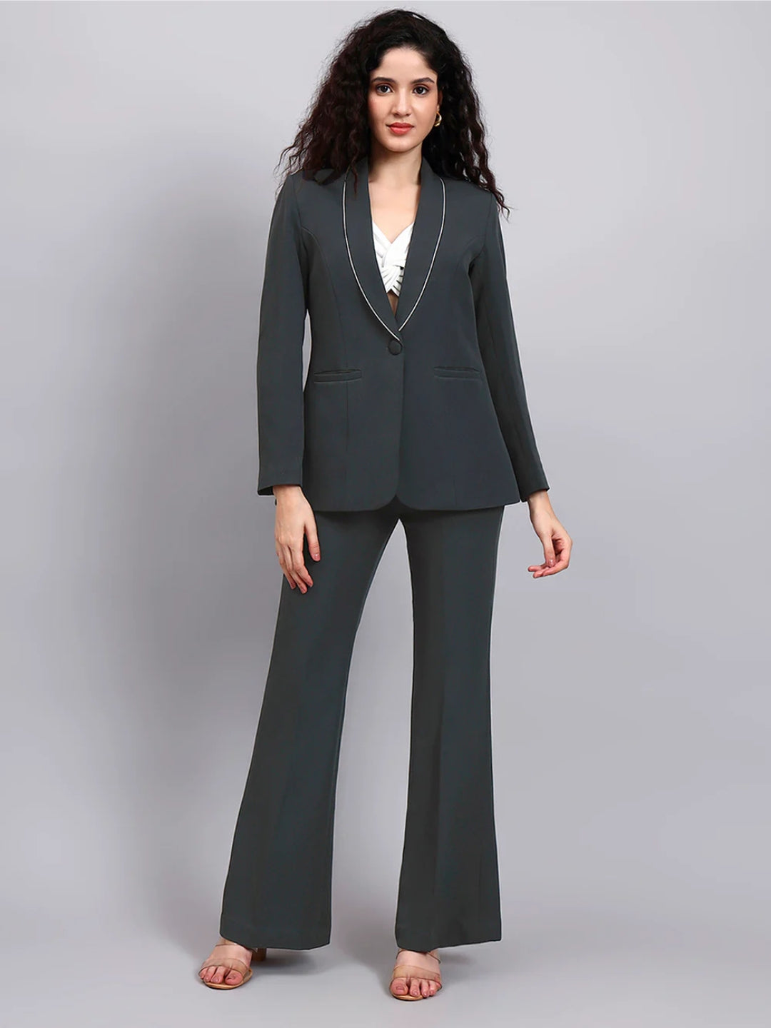 Women Grey High-Rise Trouser