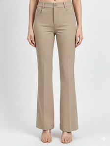 Women Beige High-Rise Trouser