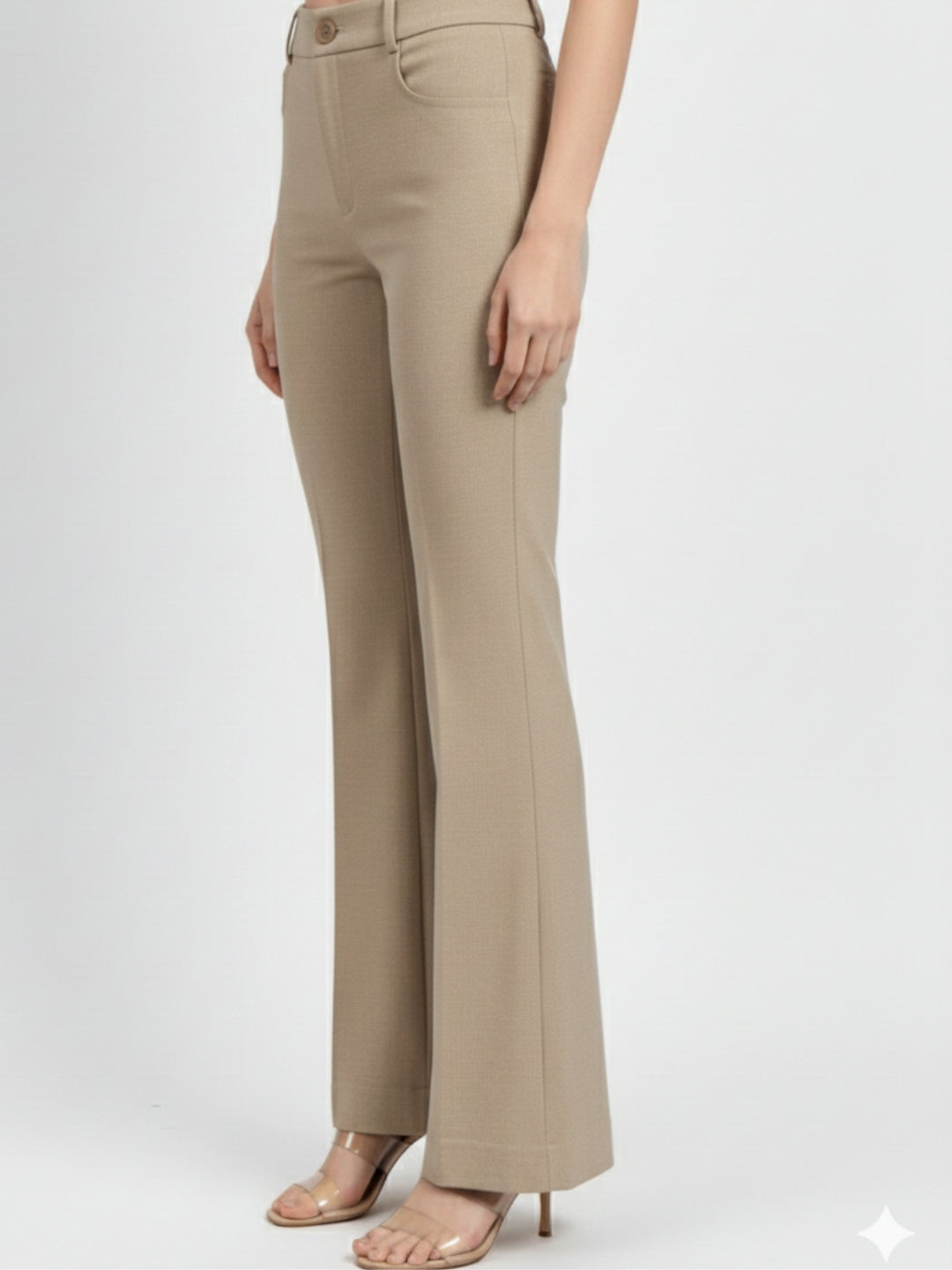 Women Beige High-Rise Trouser