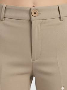 Women Beige High-Rise Trouser