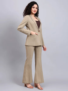 Women Beige High-Rise Trouser