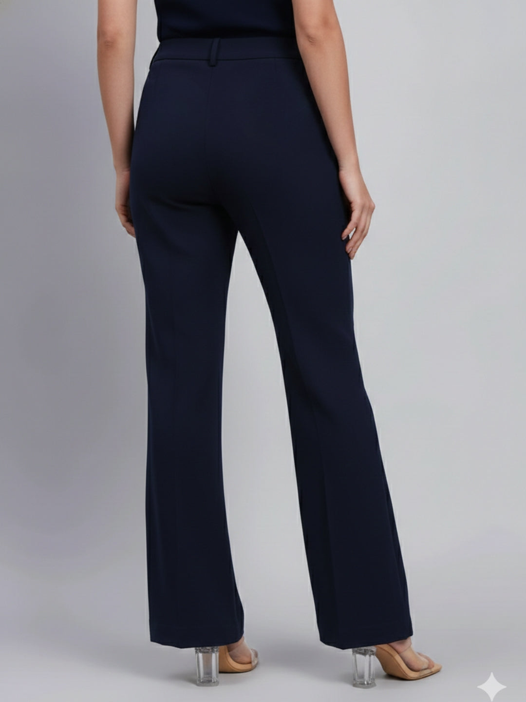 Women Navy Blue High-Rise Trouser