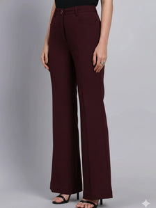 Women Burgundy High-Rise Trouser