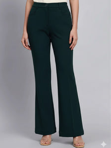 Women Bottle-Green High-Rise Trouser