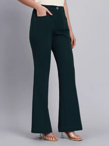 Women Bottle-Green High-Rise Trouser
