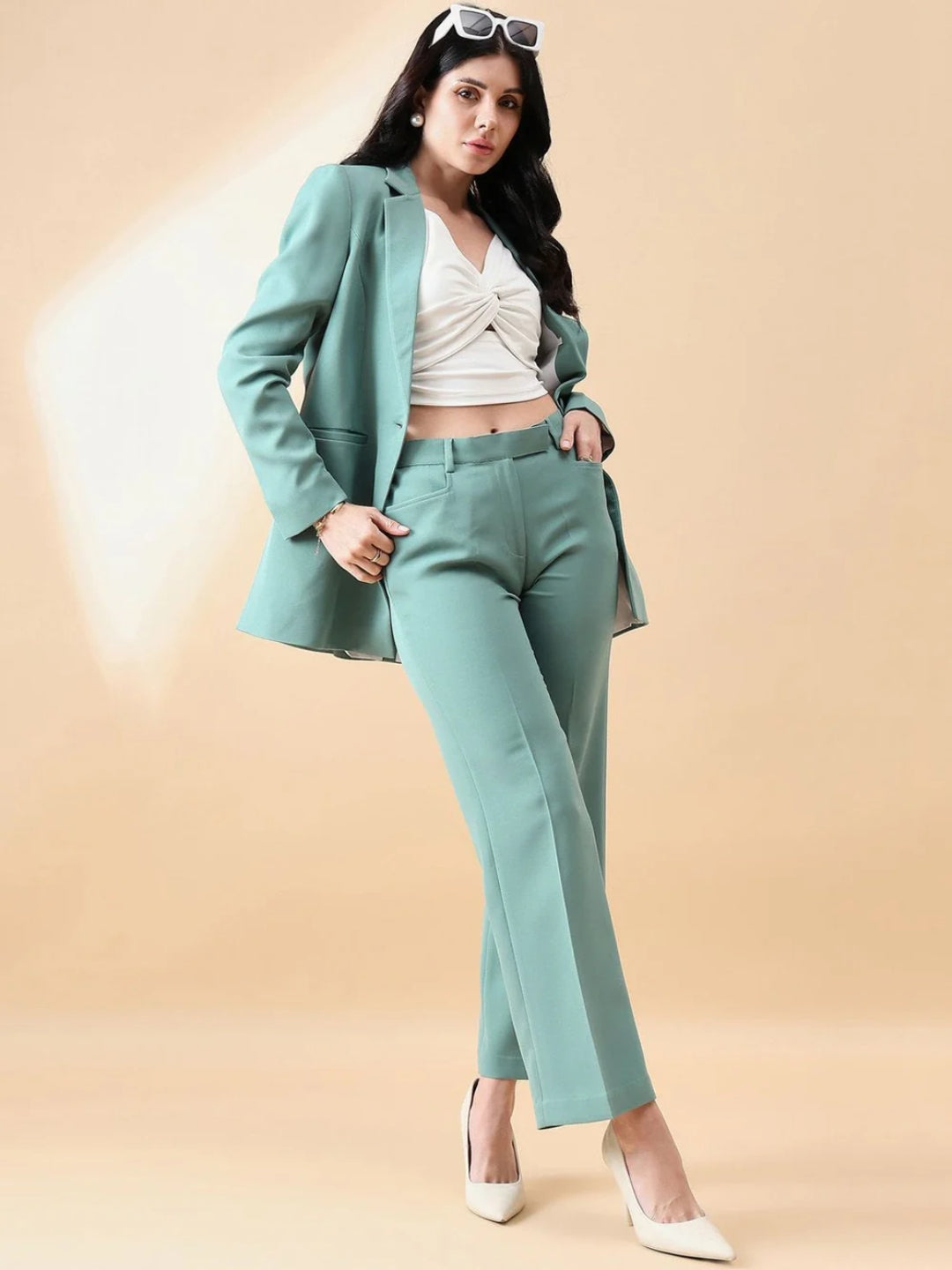 Women Green Mid-Rise Trouser