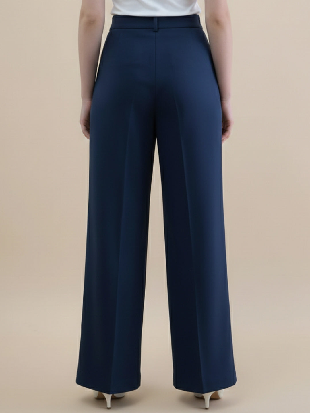 Women Navy Blue Straight Fit Trouser
