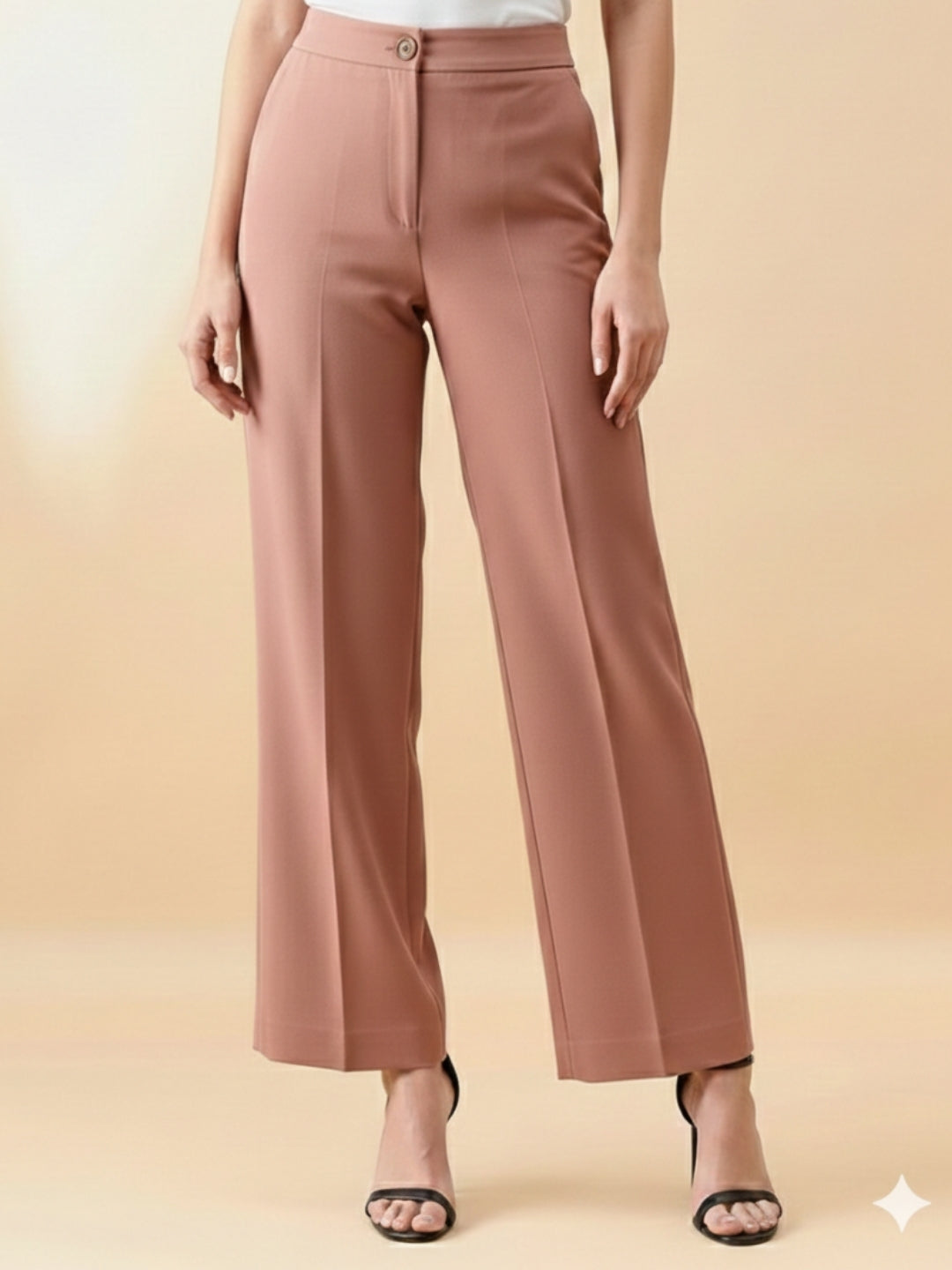Women Peach Formal Straight Fit Trouser