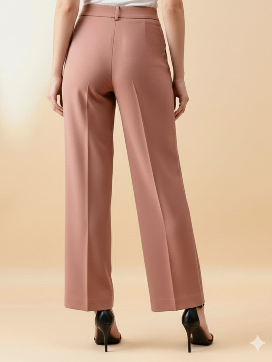Women Peach Formal Straight Fit Trouser