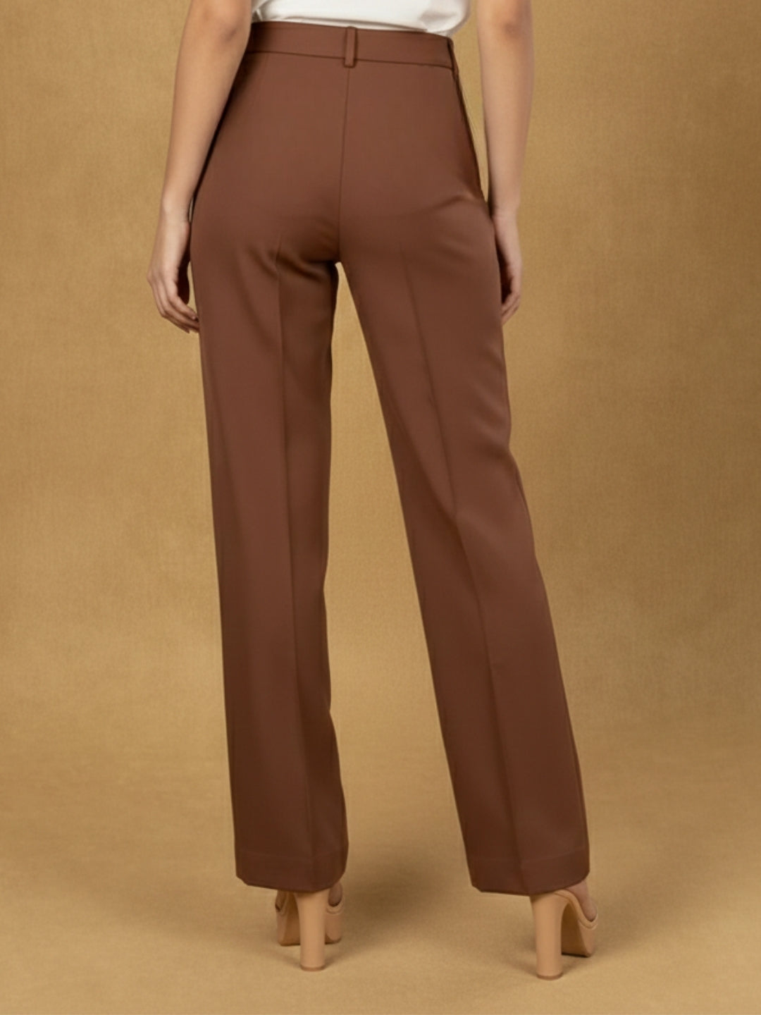 Women Brown Mid-Rise Relaxed Fit Trouser